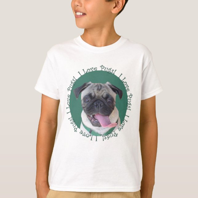 T-shirt Conception mignonne de chien de carlins d'amour (Devant)