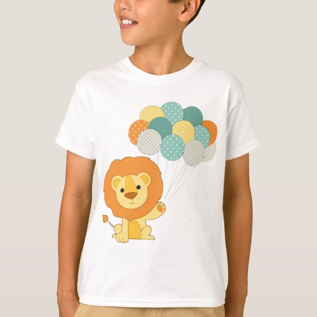 T-shirt Conception mignonne de lion de ballon dans le (Devant)