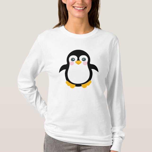 T-shirt Conception mignonne de pingouin de bande dessinée (Devant)