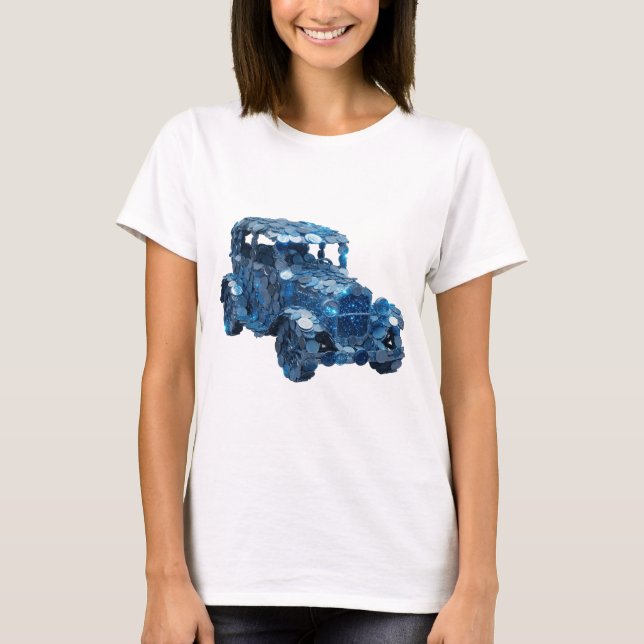 T-shirt Conception moderne de voiture argentée BLUE COIN à (Devant)