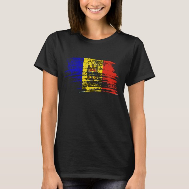 T-shirt Conception moldove fraîche de drapeau (Devant)