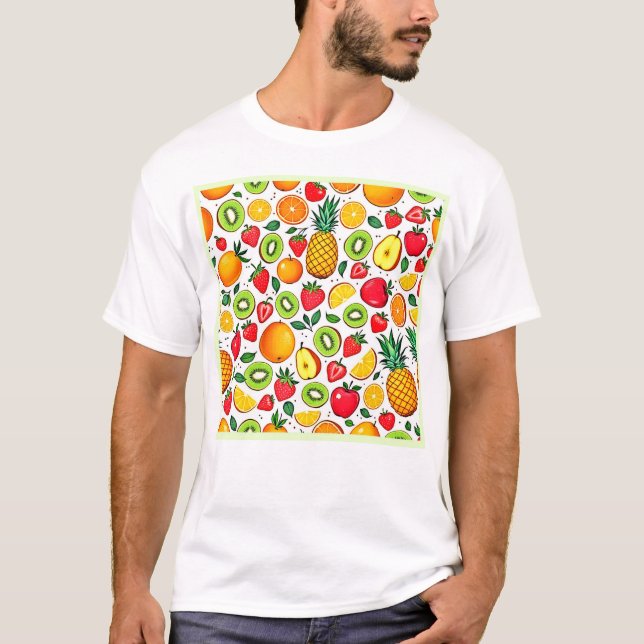 T-shirt Conception Motif de fruits colorés (Devant)
