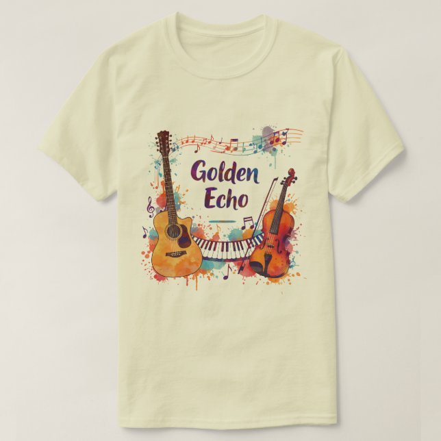 T-shirt Conception musicale Color Splash – Guitare, Violon (Design devant)