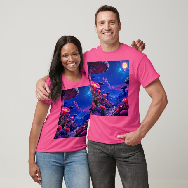T-shirt Conception nocturne de la forêt de champignons enc (Unisexe)