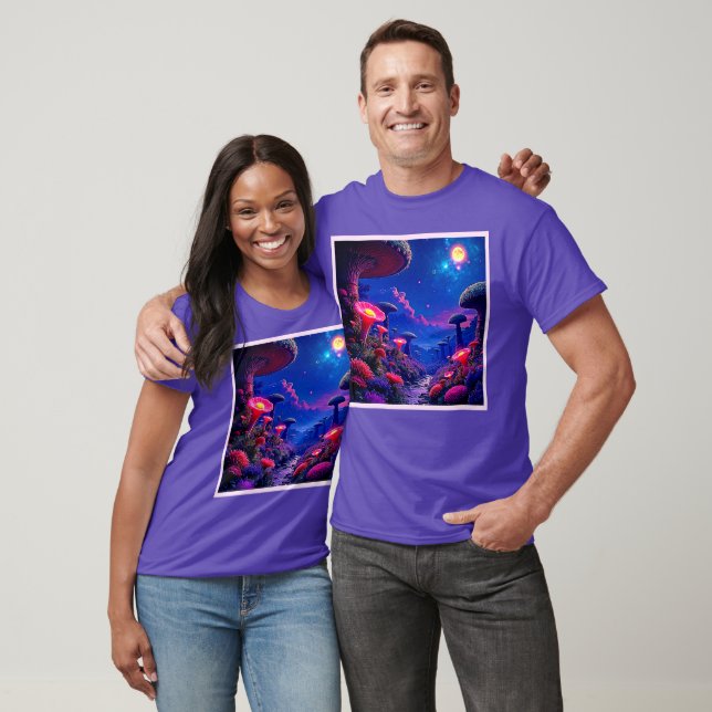 T-shirt Conception nocturne de la forêt de champignons enc (Unisexe)