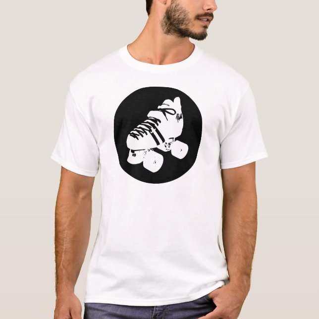T-shirt Conception noire et blanche de patin de Derby de (Devant)