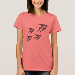 T-shirt Conception noire vintage d'hirondelle