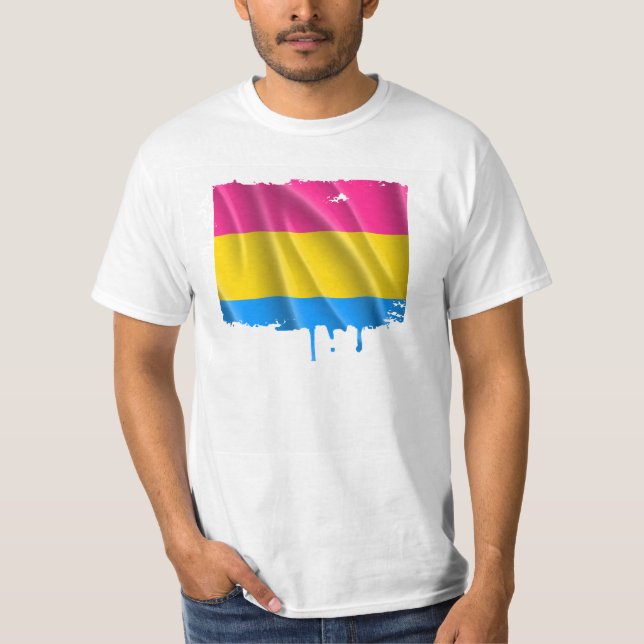 T-SHIRT CONCEPTION ONDULEUSE DE DRAPEAU PANSEXUAL DE (Devant)