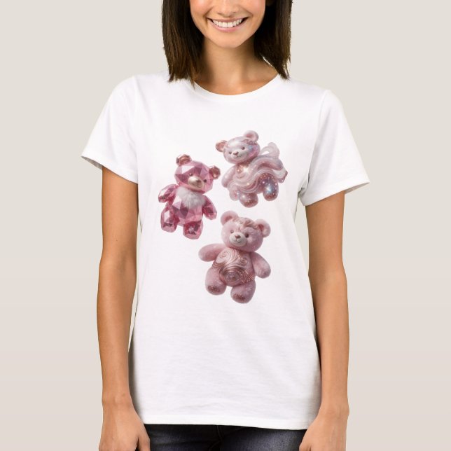 T-shirt Conception OURS EN PELUCHE TROIS ROSES Argent Snap (Devant)