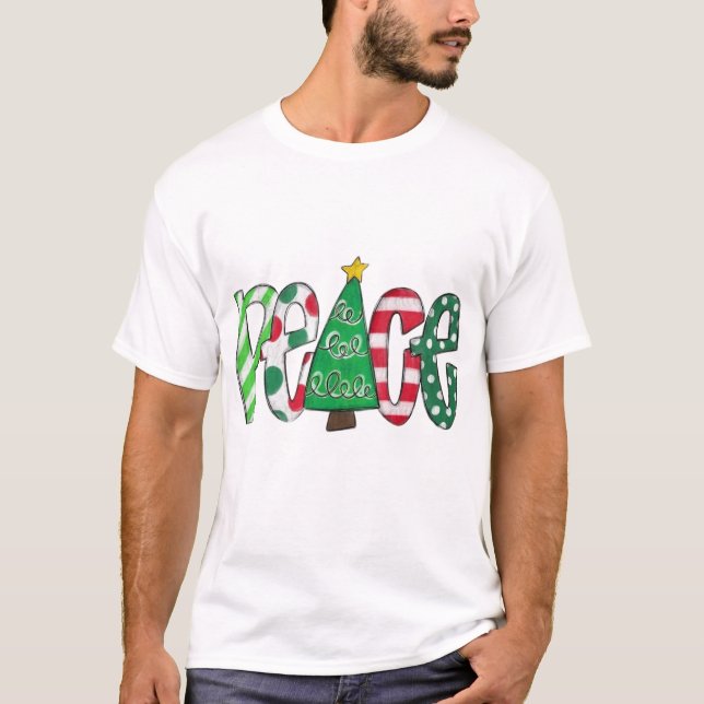 T-shirt Conception paisible de l'arbre de Noël (Devant)