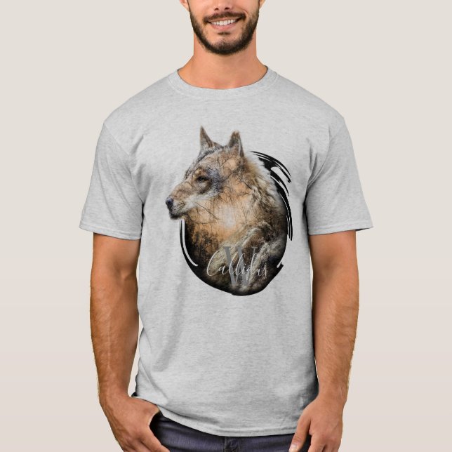 T-shirt Conception personnalisée de loup de forêt (Devant)