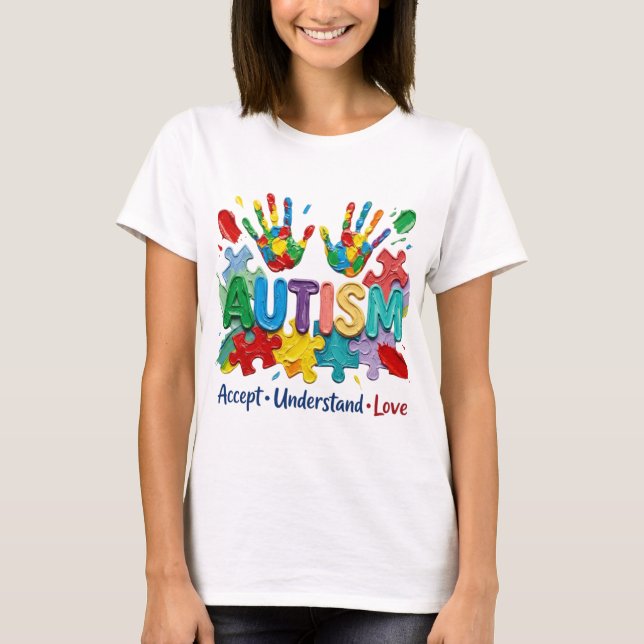 T-shirt Conception PNG d'acceptation de l'autisme, Puzzle  (Devant)