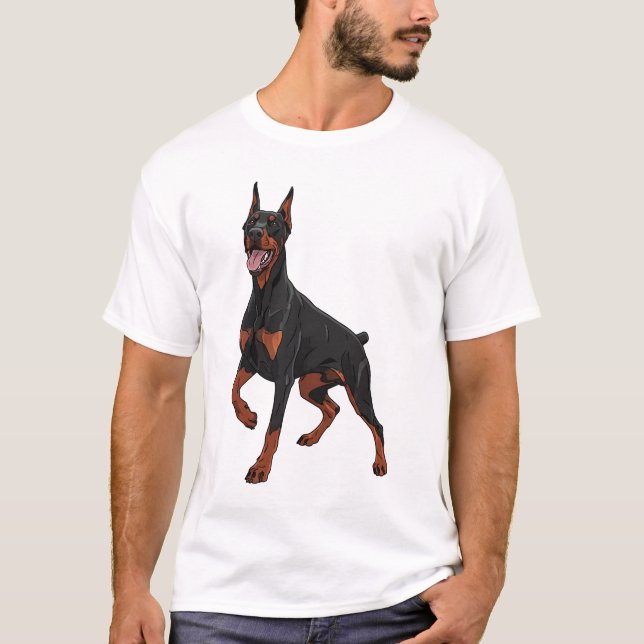 T-shirt Conception pour les amateurs de chiens Doberman mi (Devant)