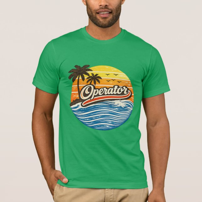T-shirt Conception Rétro Coucher de Soleil Opérateur (Devant)