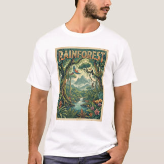 T-shirt conception rétro de la forêt tropicale