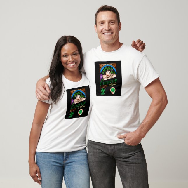 T-shirt Conception Rétro de la Saint-Patrick avec Fille Ir (Unisexe)