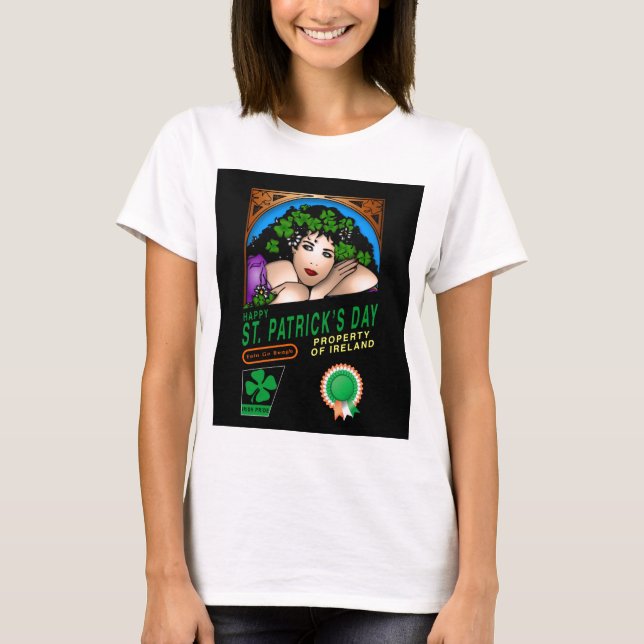 T-shirt Conception Rétro de la Saint-Patrick avec une Fill (Devant)