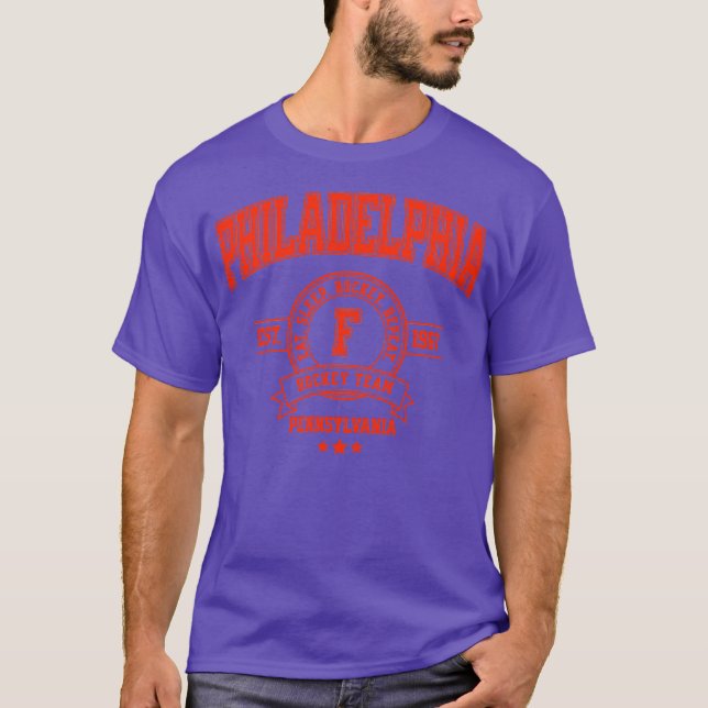 T-shirt Conception Rétro de l'Équipe de Hockey de Philadel (Devant)