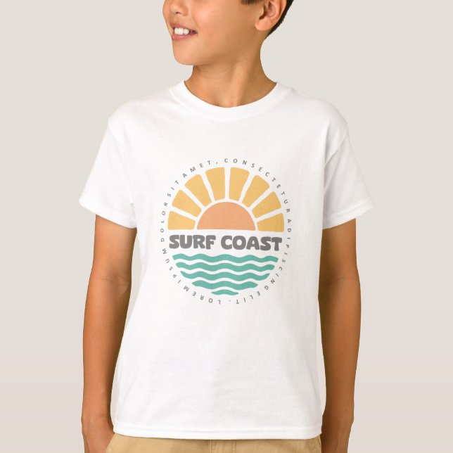 T-shirt Conception Rétro de Plage au Coucher du Soleil sur (Devant)