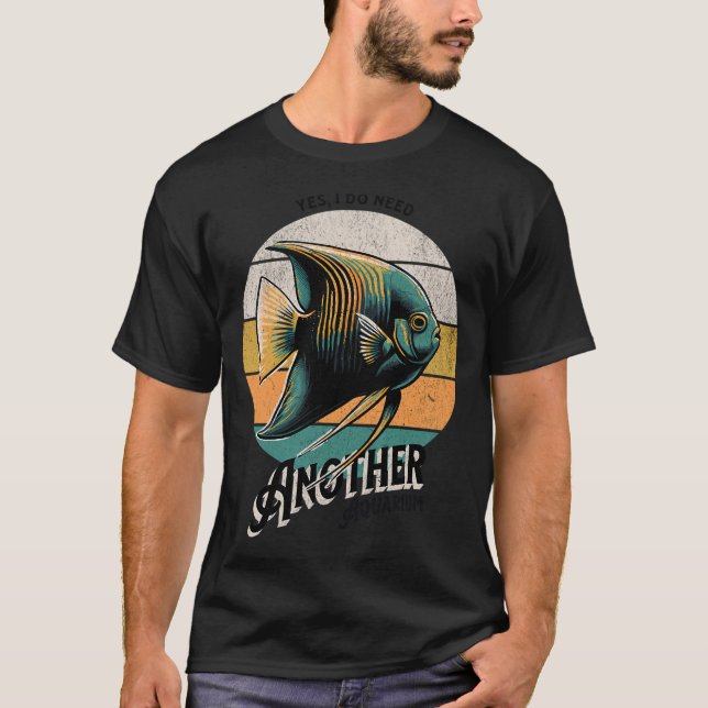 T-shirt Conception Rétro de Poisson Ange de Aquarium, Chem (Devant)