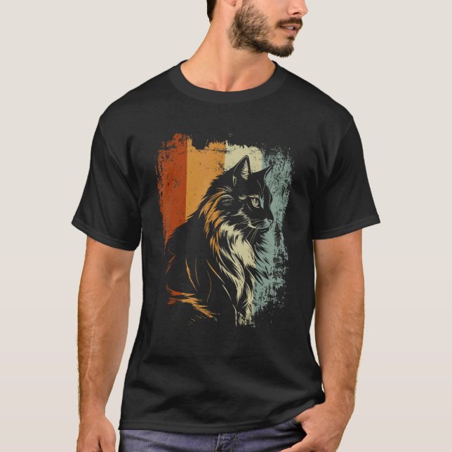 T-shirt Conception Rétro Vintage Chat Sibérien (Devant)