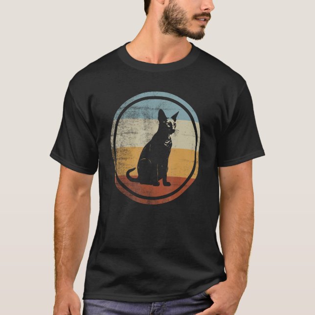 T-shirt Conception Rétro Vintage de Chat Peterbald (Devant)