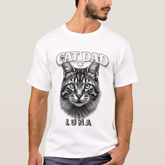 T-shirt Conception Simple Mignonne Papa Chat Personnalisé  (Devant)