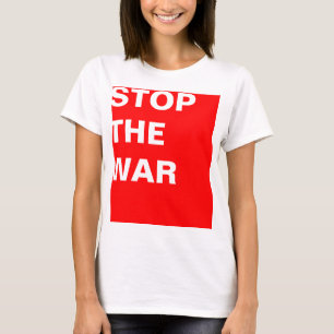 T-shirt Conception simple "rectangle rouge STOP THE WAR"