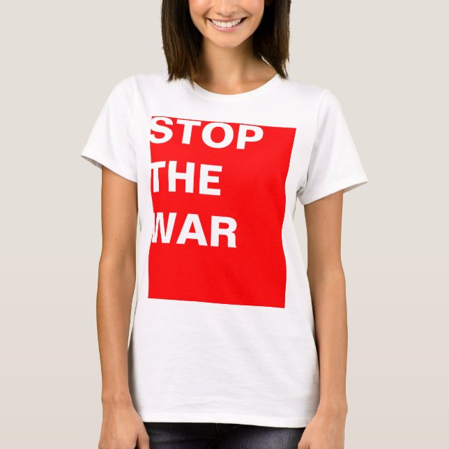 T-shirt Conception simple "rectangle rouge STOP THE WAR" (Devant)