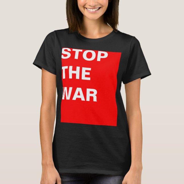 T-shirt Conception simple "rectangle rouge STOP THE WAR" (Devant)