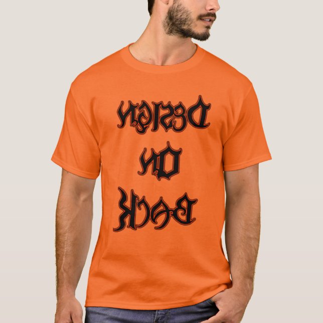 T-shirt Conception sur le dos orange et noir (Devant)