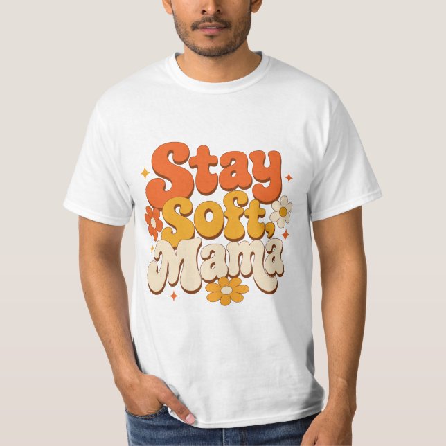 T-shirt Conception SVG Rétro Groovy "Restez Douce, Maman" (Devant)