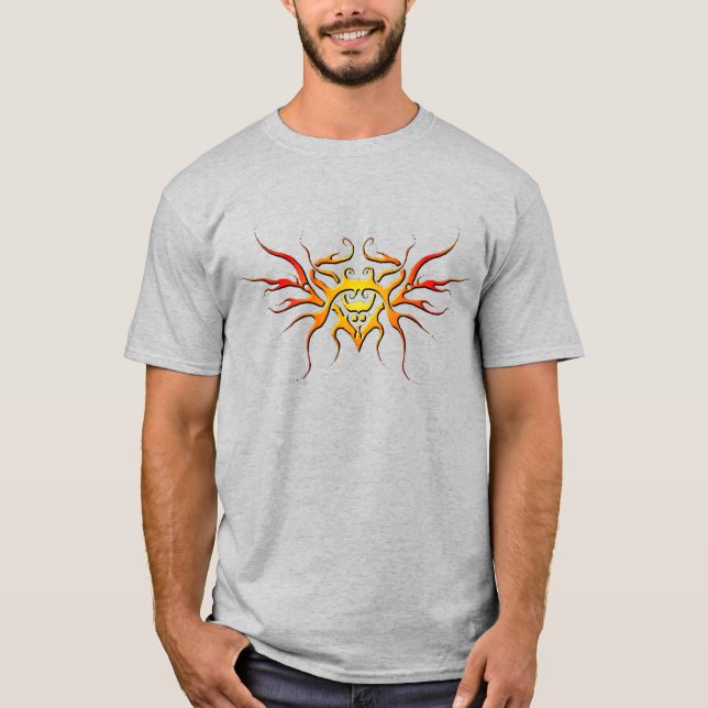 T-shirt Conception tribale du coeur ailé - rouge (Devant)