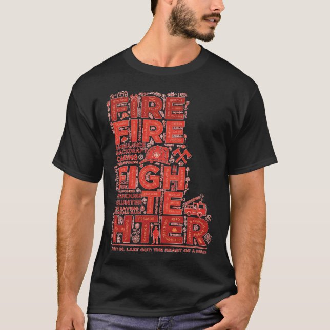 T-shirt Conception typographique de mot héroïque de pompie (Devant)