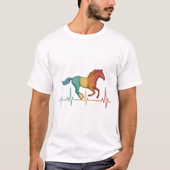 T-shirt Conception vectorielle de battement de coeur de ch (Devant)