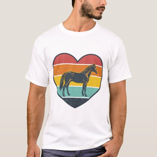 T-shirt Conception vectorielle de cœur de cheval de couche (Devant)