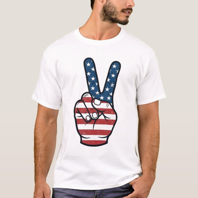 T-shirt Conception vectorielle de main de signe de paix pa (Devant)