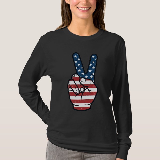T-shirt Conception vectorielle de main de signe de paix pa (Devant)