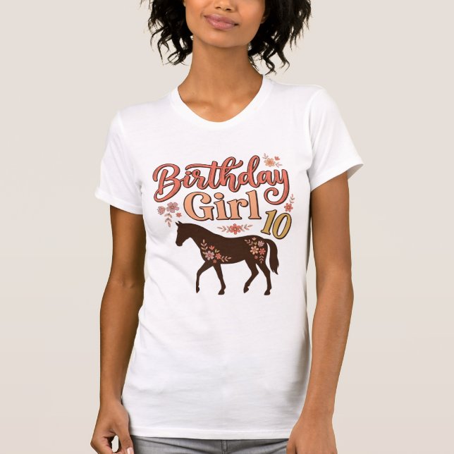 T-shirt Conception vectorielle florale de cheval 10 pour f (Devant)