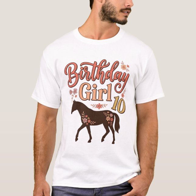 T-shirt Conception vectorielle florale de cheval 10 pour f (Devant)