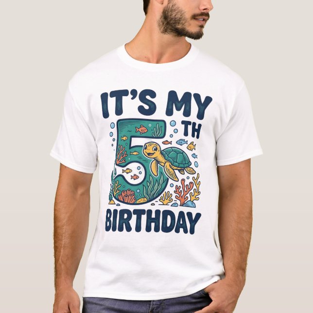 T-shirt Conception vectorielle sous-marine de tortue marin (Devant)