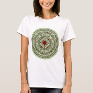 T-shirt Conception verte et rouge tirée par la main de