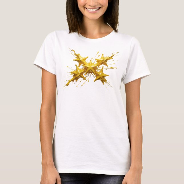 T-shirt Conception visuelle abstraite d'étoiles en or tend (Devant)