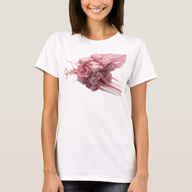 T-shirt Conception visuelle de cubes abstraits rose rétro (Devant)