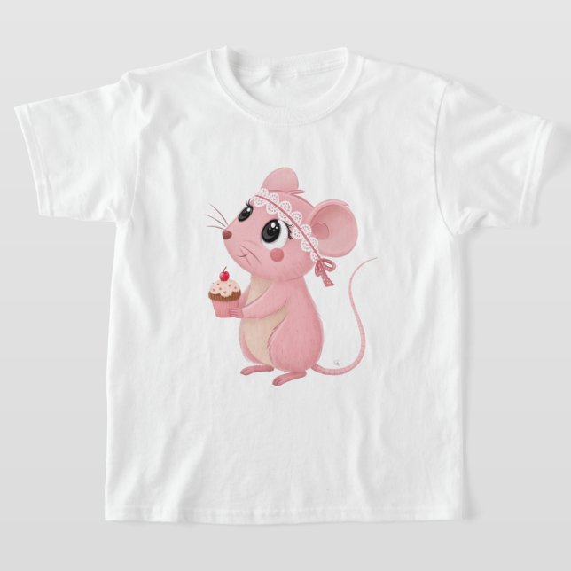 T-shirt Conception Whimsical Coquette Rat and Cupcake - Dr (Poser)
