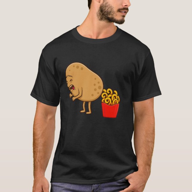 T-shirt Conceptions amusantes de frites frisées pour mange (Devant)
