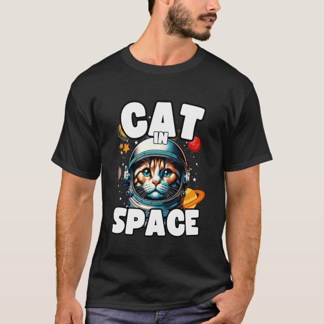 T-shirt Conceptions d'amoureux de chats Chat dans l'espace (Devant)