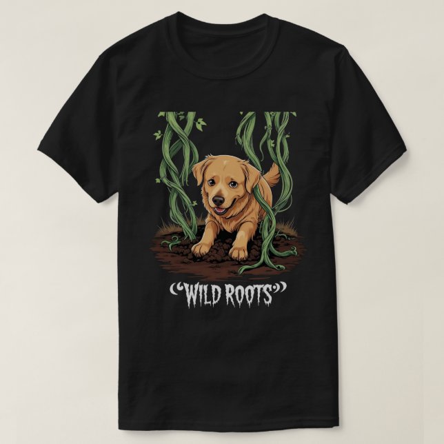 T-shirt Conceptions de jardin de retriever doré effrayant  (Design devant)