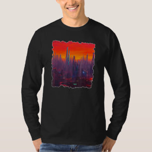 T-shirt Conceptions Générées par l'Ia Utopie Skyline de V