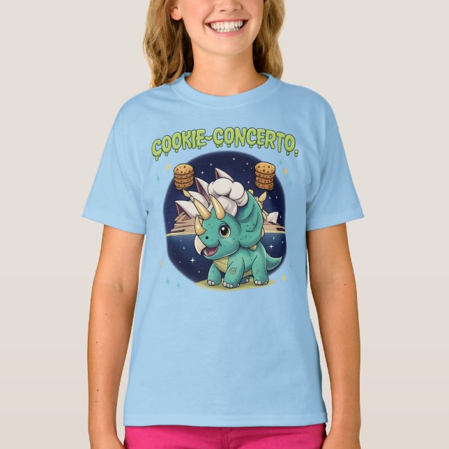 T-shirt Concerto de biscuits Tricératops mignon Chef à l'O (Devant)